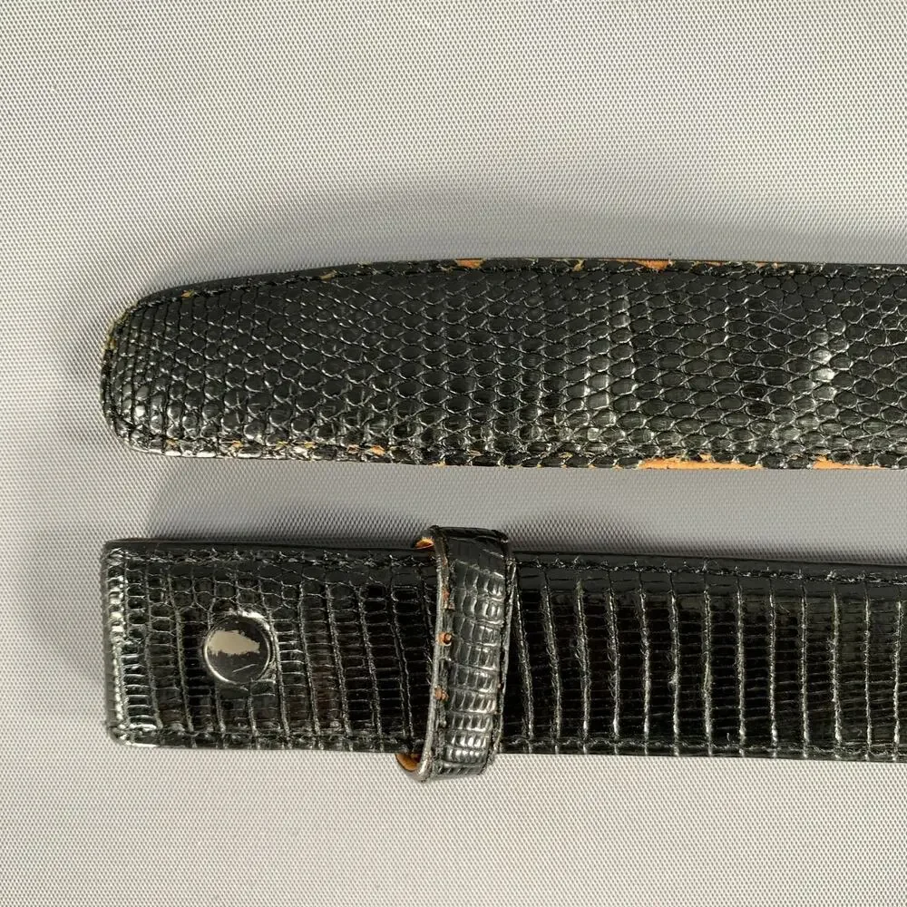 NO BRAND Size 44 Black Lizard Leather Belt